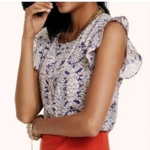 Cabi Flutter Sleeve Short Sleeve Printed Top (XS)